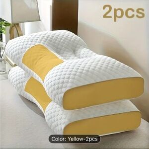 Yellow and White Memory Foam Pillows - Set of 2